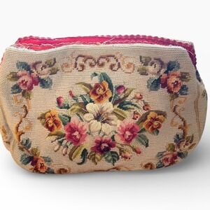 Vintage Floral Needlepoint Clutch Bag Evening Handbag